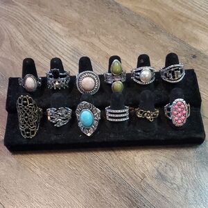 Elegant Silver and Gemstone Ring Set